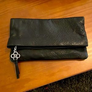 Stella & Dot clutch purse - black leather